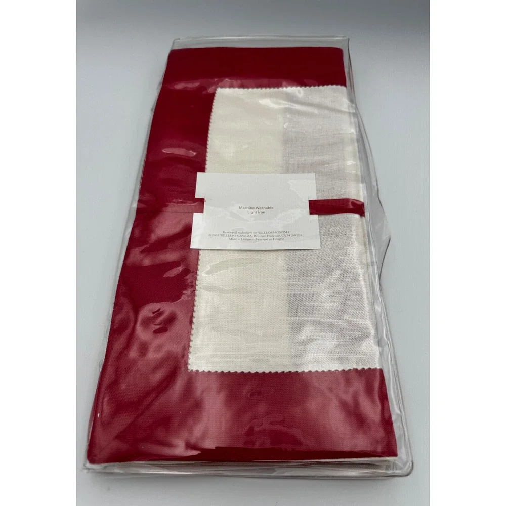 NWT Williams Sonoma Classic Border Red Cream 4 Placemats 4 Napkins Discontinued